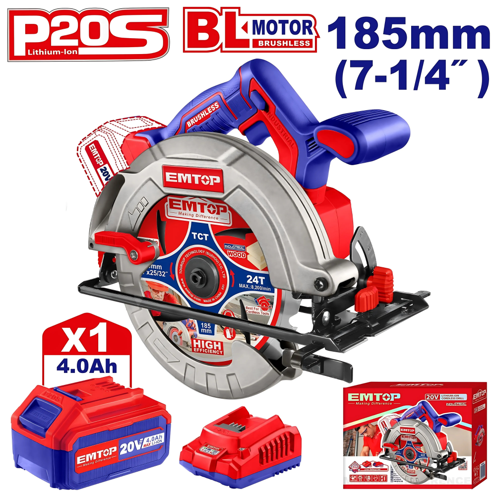 SIERRA CIRCULAR 7–1/4” 20V de Emtop ELCS18511